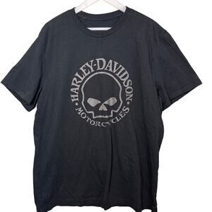 Harley-Davidson Black Gray Graphic Skull Tee Shirt Size XL Unisex Motorcycles